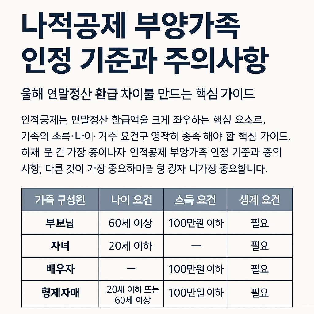 인적공제 부양가족 인정 기준