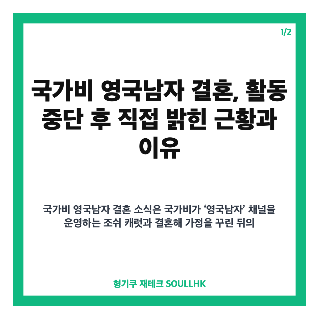 국가비 영국남자 결혼, 활동 중단 후 직접 밝힌 근황과 이유 카드뉴스 1