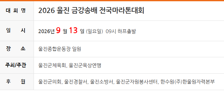 울진 마라톤대회 금강송배