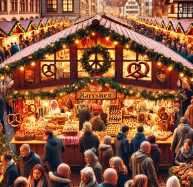 야시장에서 음식을 사고 있는 이미지