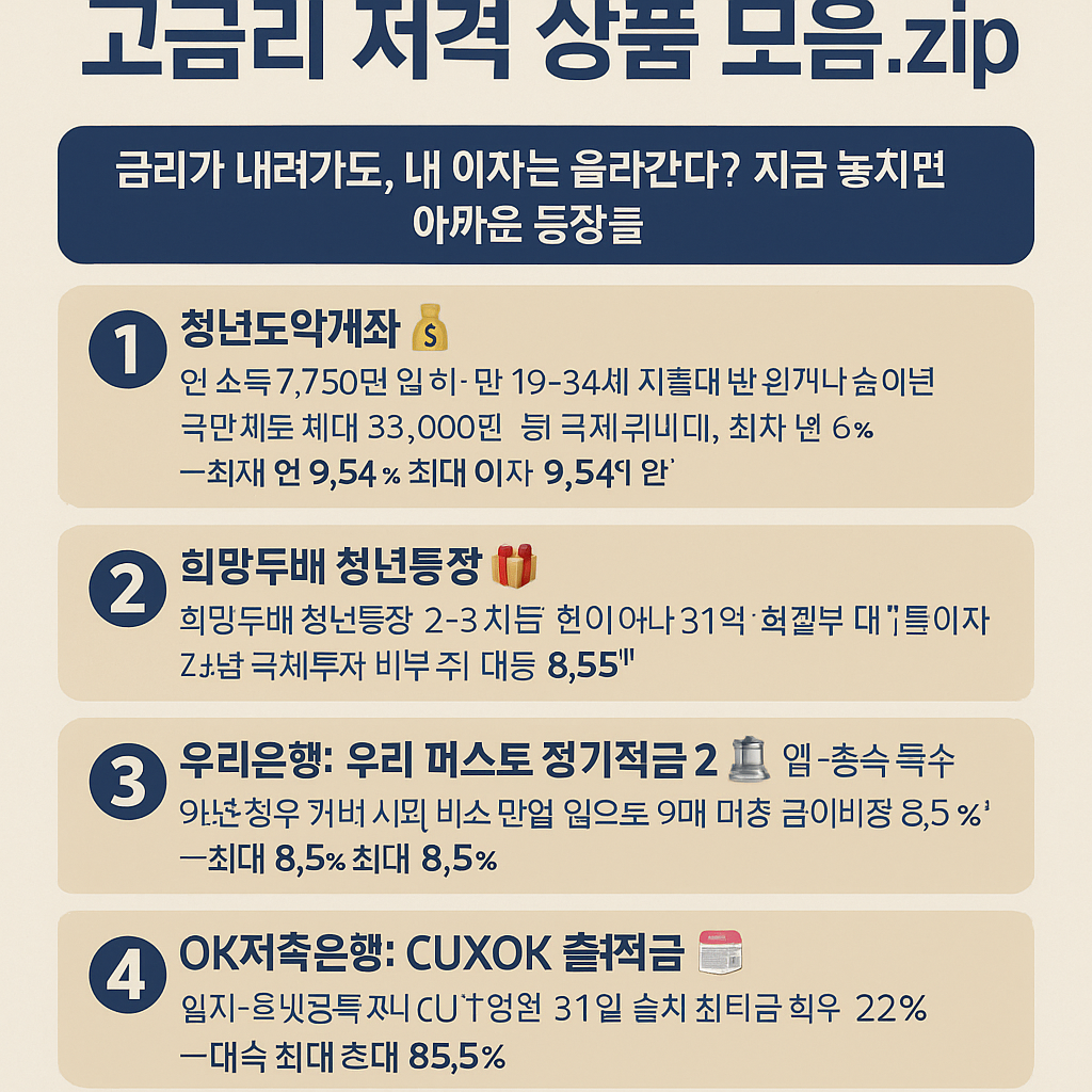 금리 내릴수록, 이자는 올리는 통장이 있다? 🔥고금리 저격 상품 모음.zip