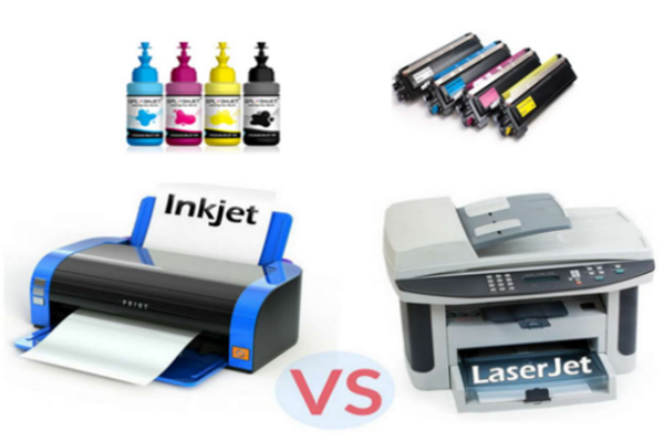 염료와 안료의 대표적인 예시인 잉크젯 프린터와 레이저프린터 그림