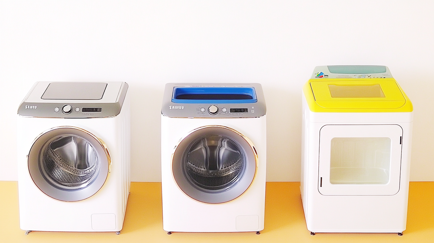 삼성, 엘지, 대우 세탁기를 나란히 비교한 시각적 이미지, 각기 다른 특징과 디자인 차이를 보여주는 이미지