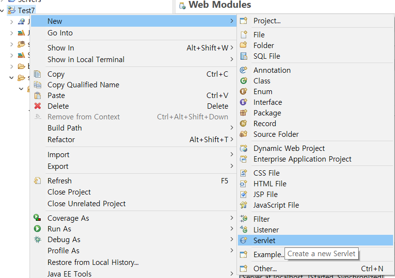 New &amp;amp;gt; Servlet