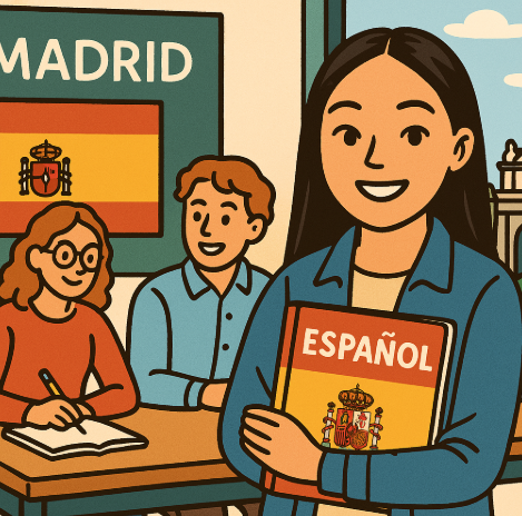 스페인 마드리드에서 어학연수하는 모습