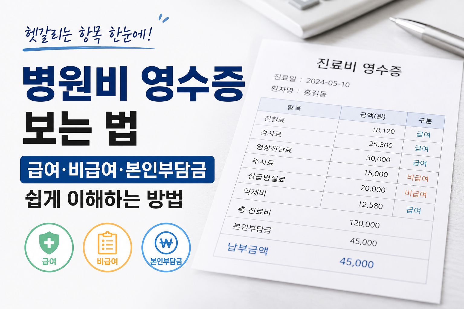 병원비 영수증 보는 법, 급여·비급여·본인부담금 쉽게 이해하는 방법