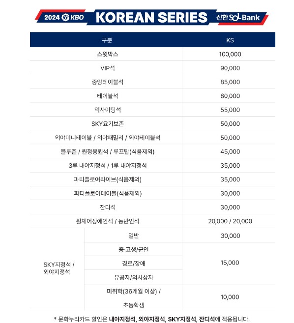 삼성라이온즈파크 좌석 가격