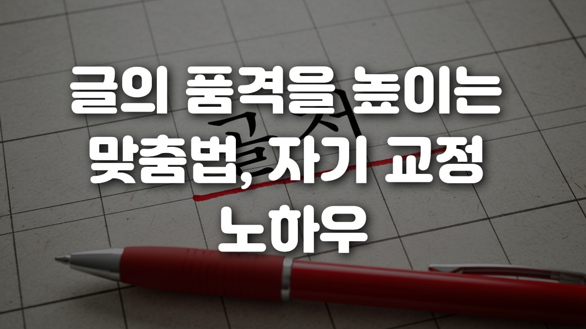 글의 품격을 높이는 맞춤법 자기 교정 노하우