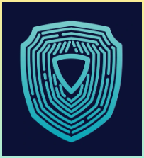 보안 실드 지문. 지문 스캔, 엄지 손가락 지문 기반 보안 또는 식별 시스템. 생체 데이터 디자인. 미래 기술. 벡터 일러스트레이션