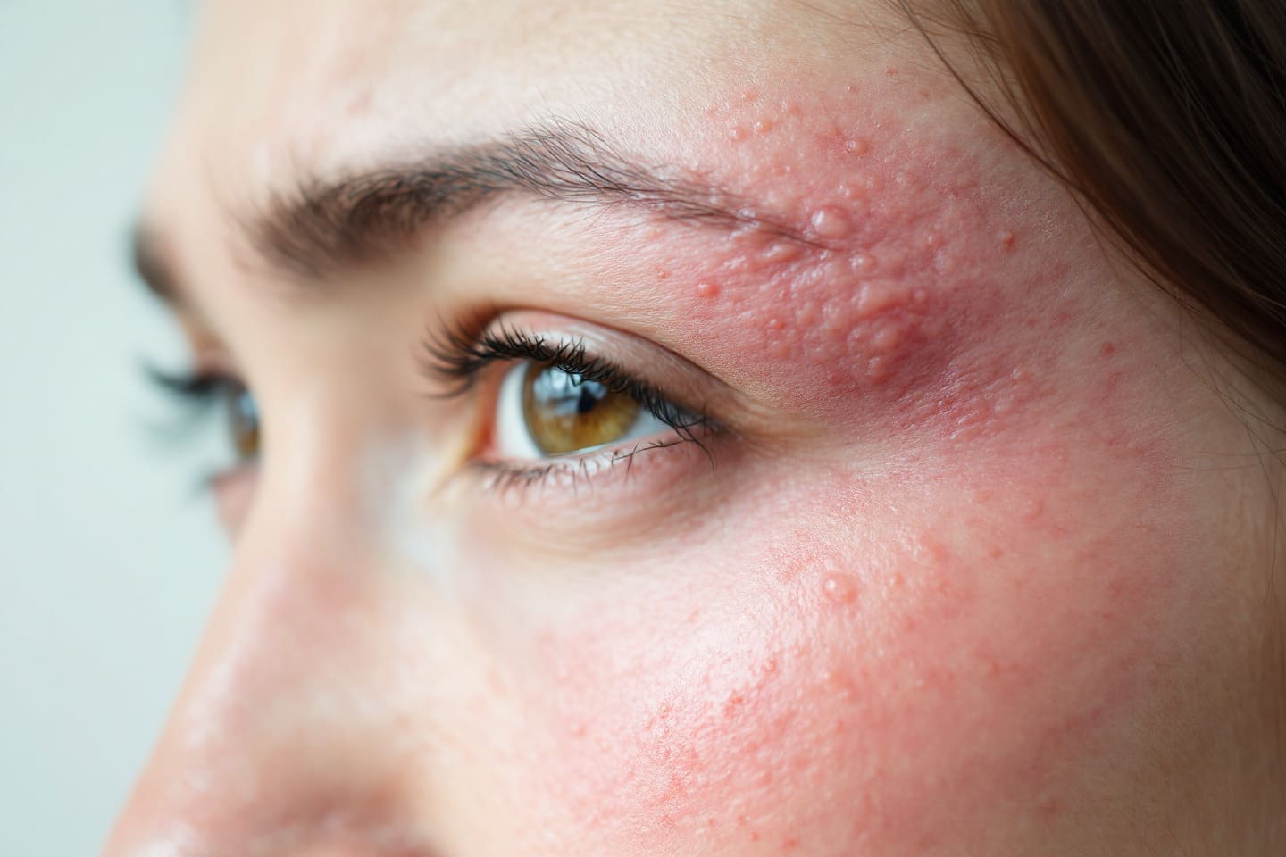 안면 대상포진이 있는 여성