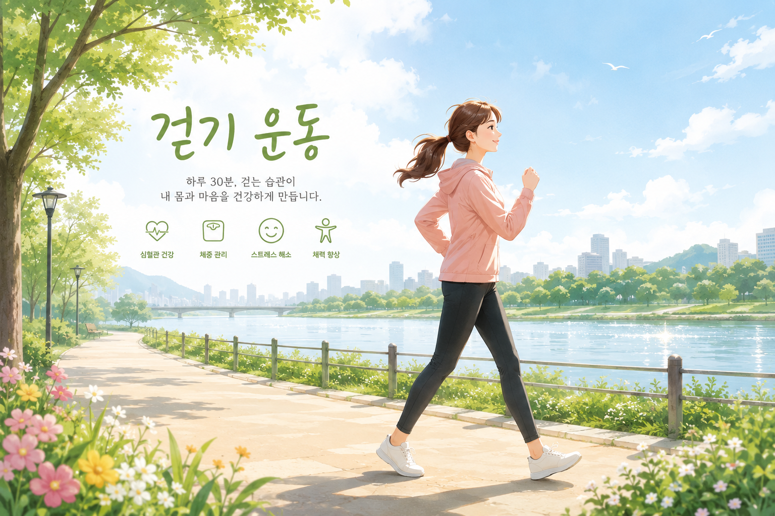 여성이 걷기 운동그림