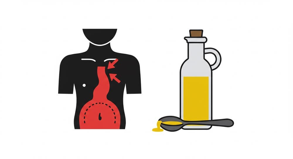 올리브오일과 속쓰림 주의 벡터 아이콘