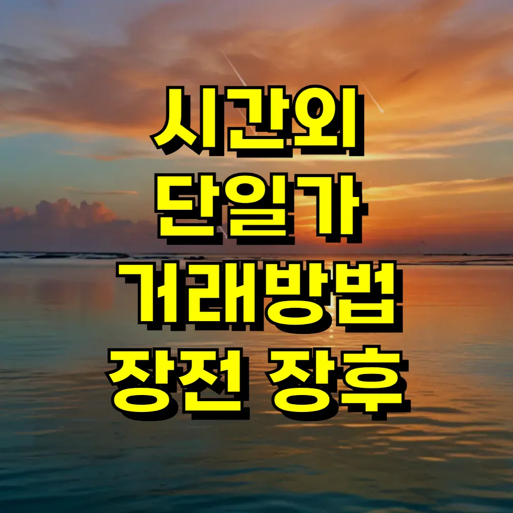 시간외 단일가 거래방법 장전 장후