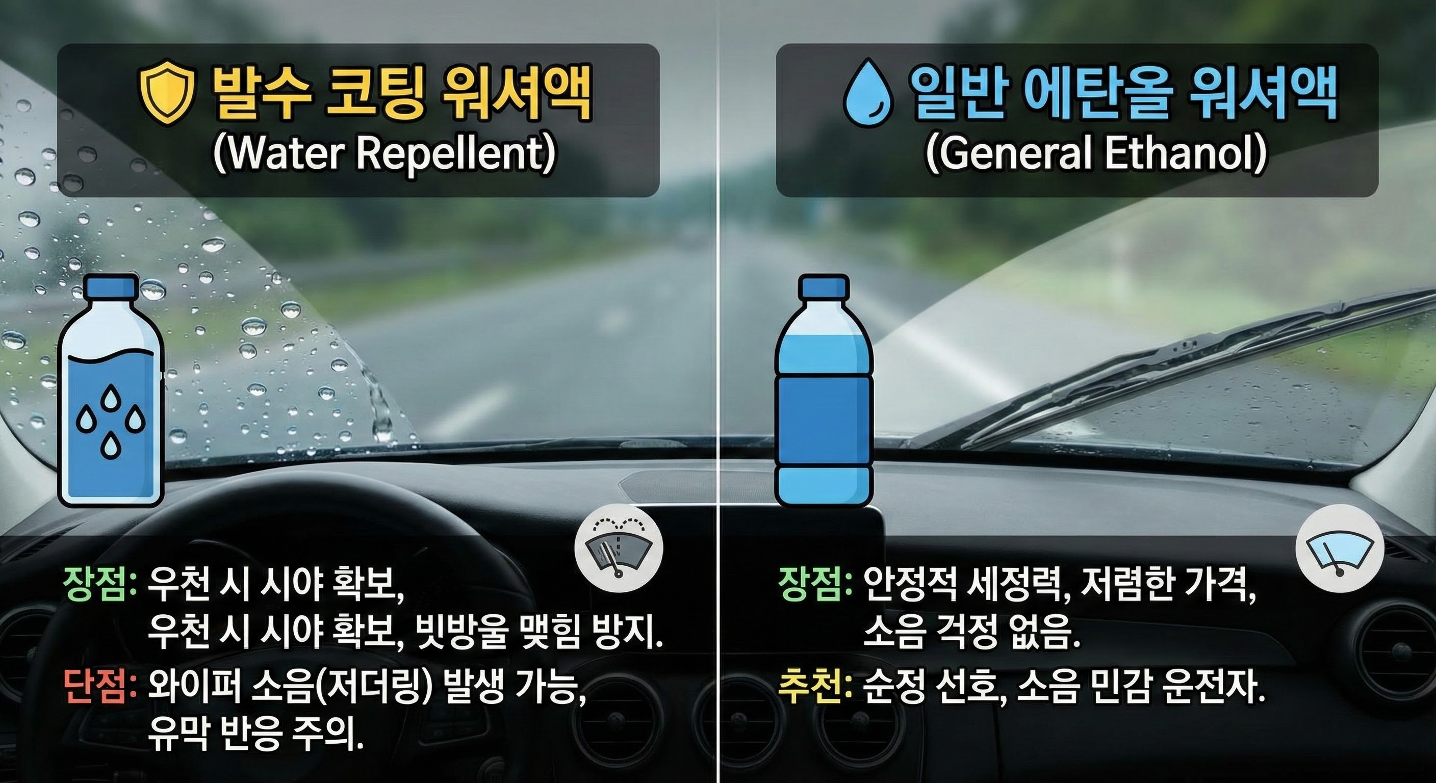 일반 vs 발수 코팅: 내 차에 맞는 종류는?