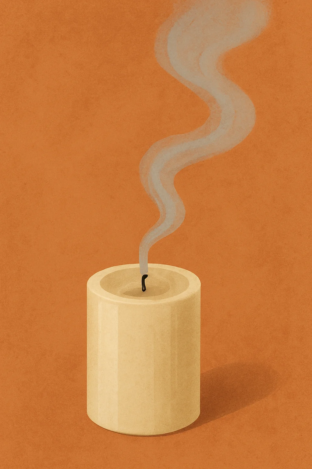 꺼진 양초에서 연기가 피어오르는 일러스트