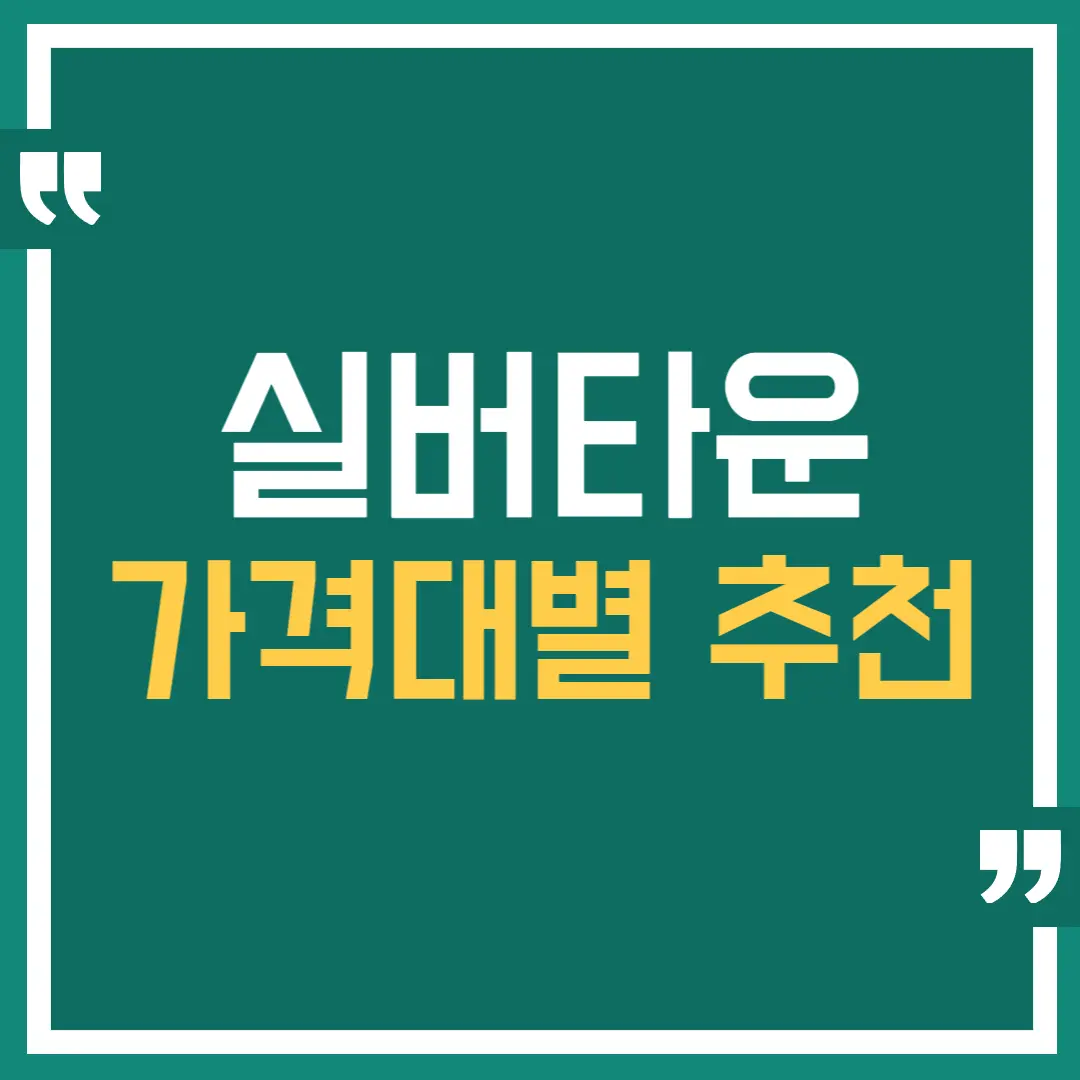 실버타운 가격대별 추천