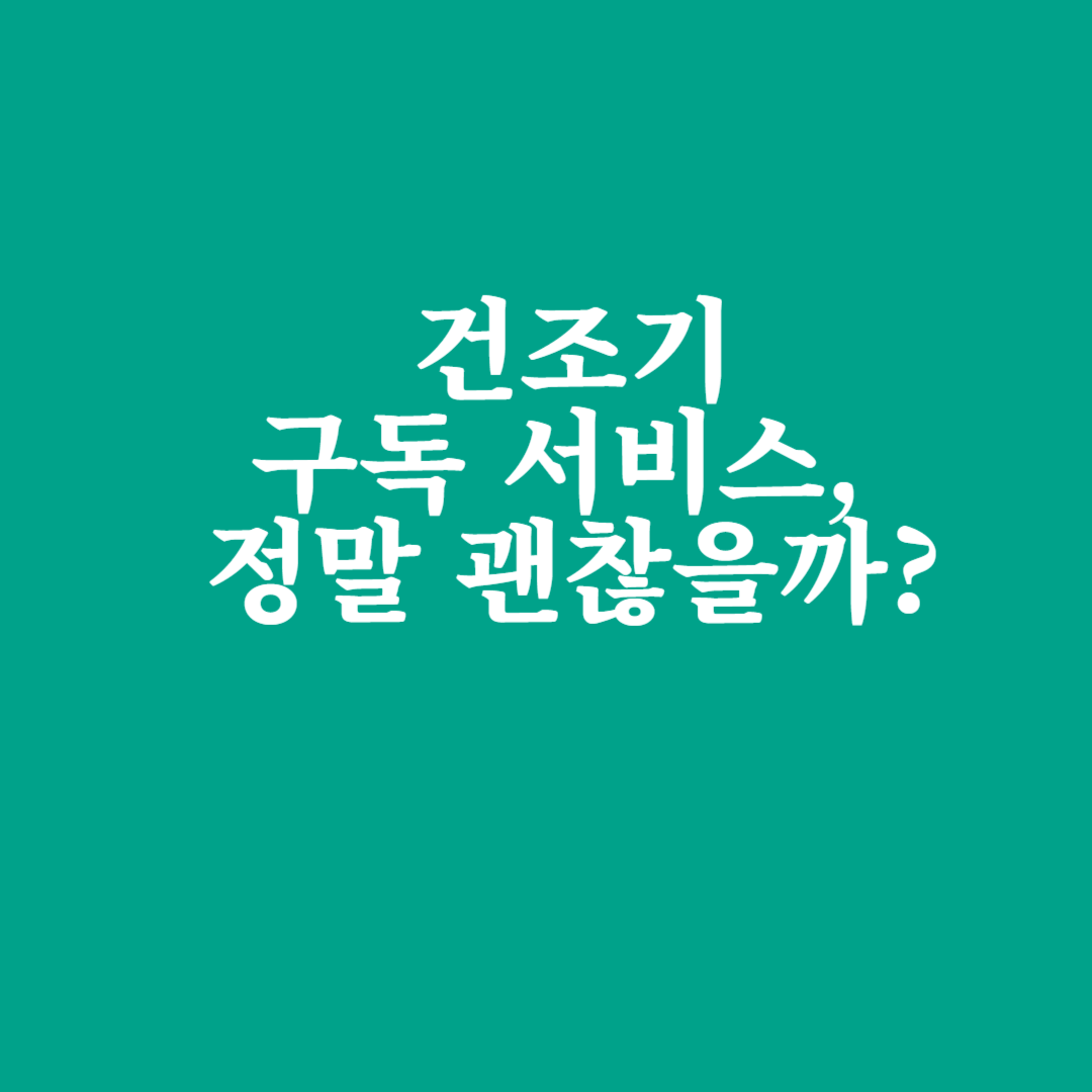 🔥 건조기 구독 서비스, 정말 괜찮을까?