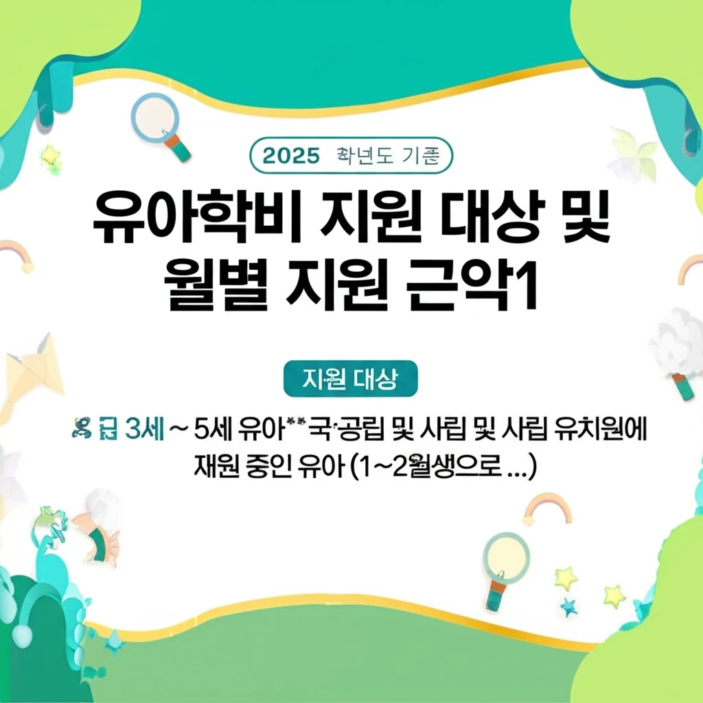 2025 유아학비 지원금 대상 금액 ..