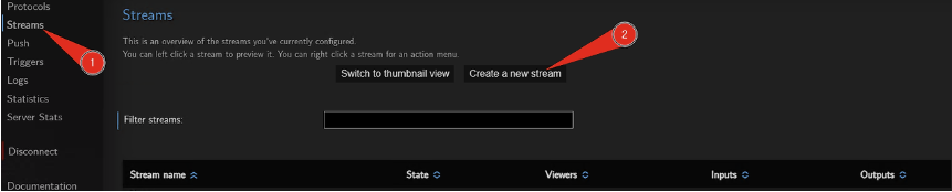 Push Input Stream 생성 화면