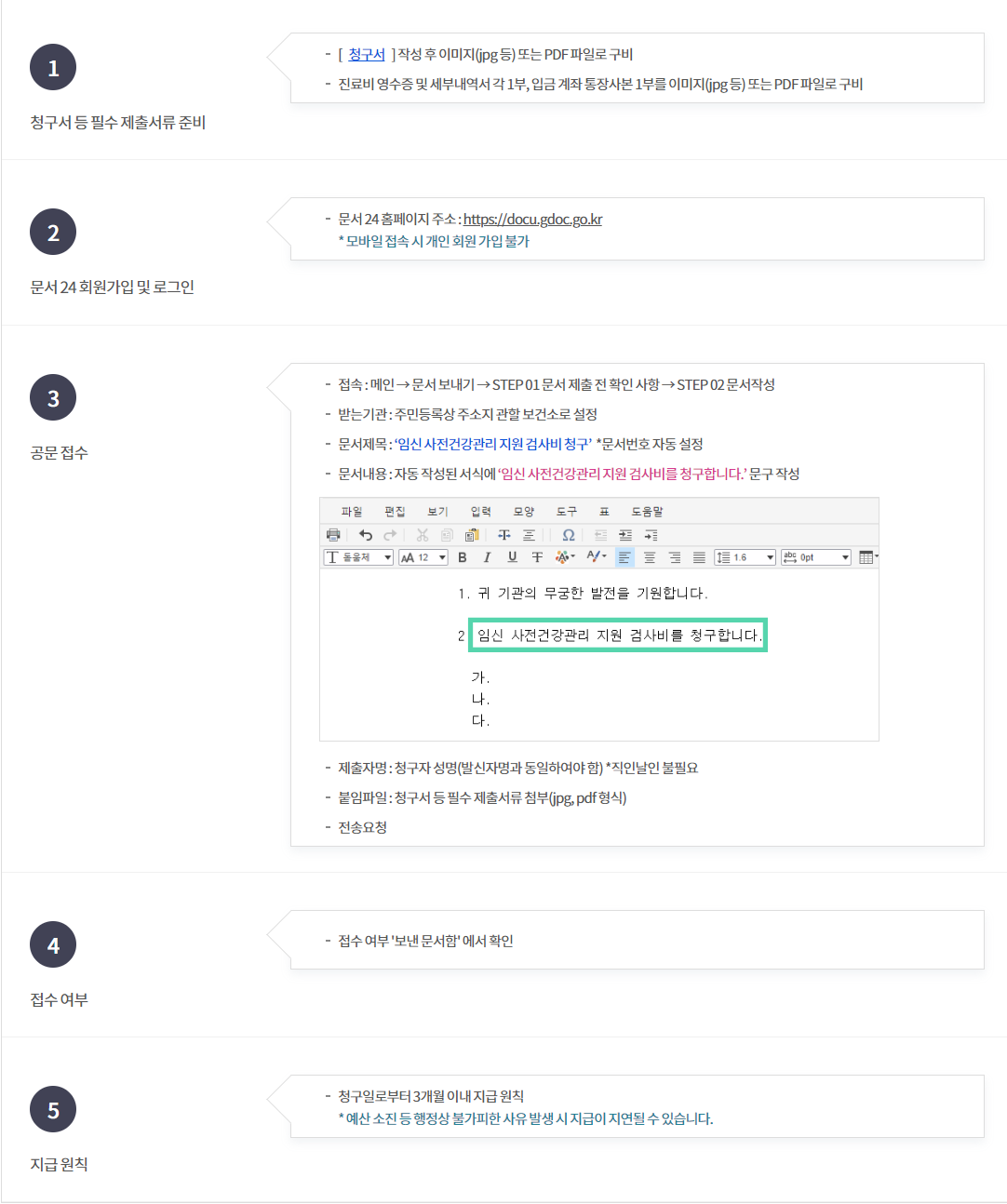 임신 부부 청구방법을 나타냅니다.