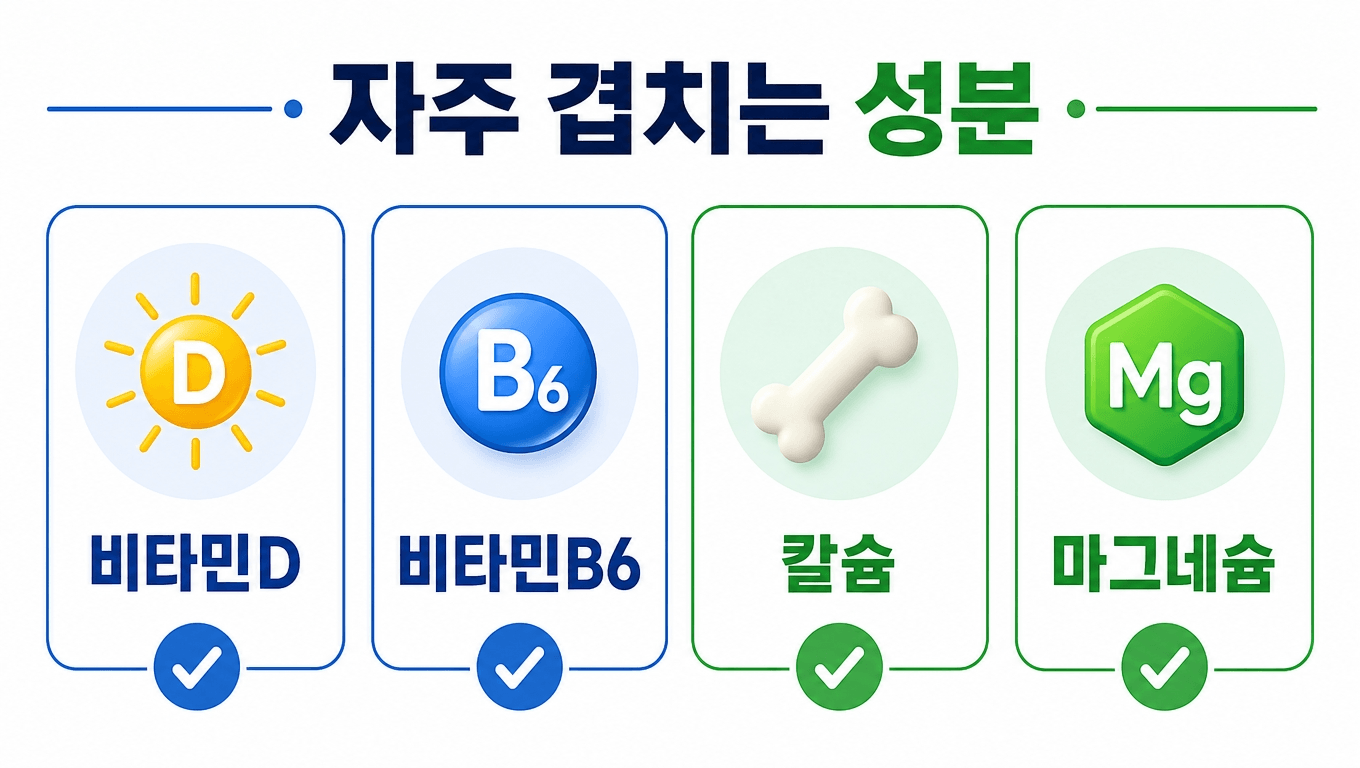 비타민 미네랄 영양제 성분 중복 체크표