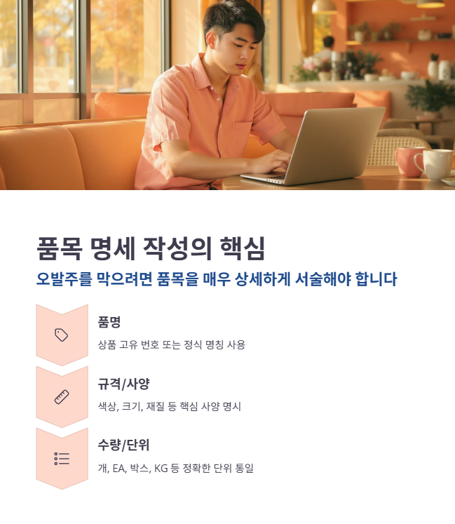 구매 내역 오류 방지! 품목 세부 명세 작성법