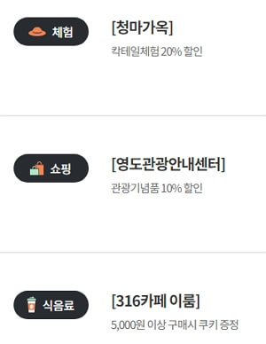 지역별 디지털 관광주민증 혜택 강화군, 부산 영도구