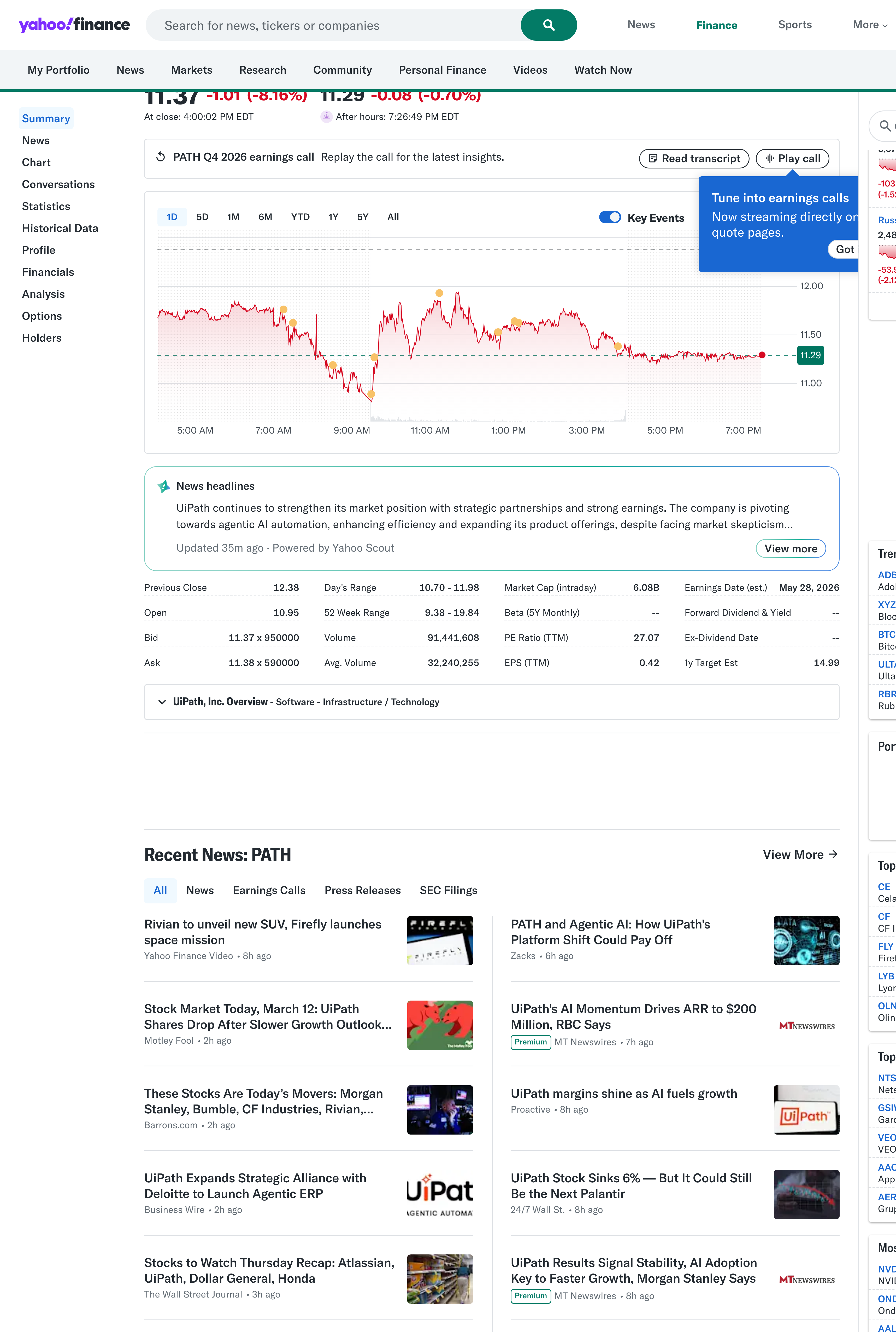 UiPath Yahoo Finance 경제 뉴스 분석
