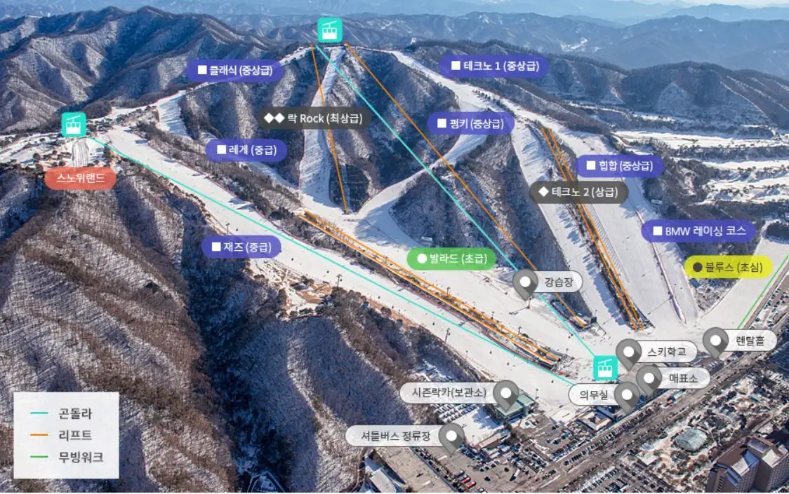 비발디파크 전체 슬로프 사진