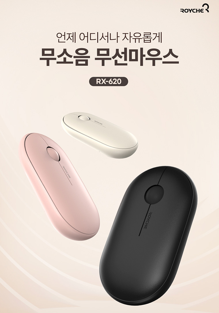 Royche RX-620 무소음 슬림 무선 페블 마우스