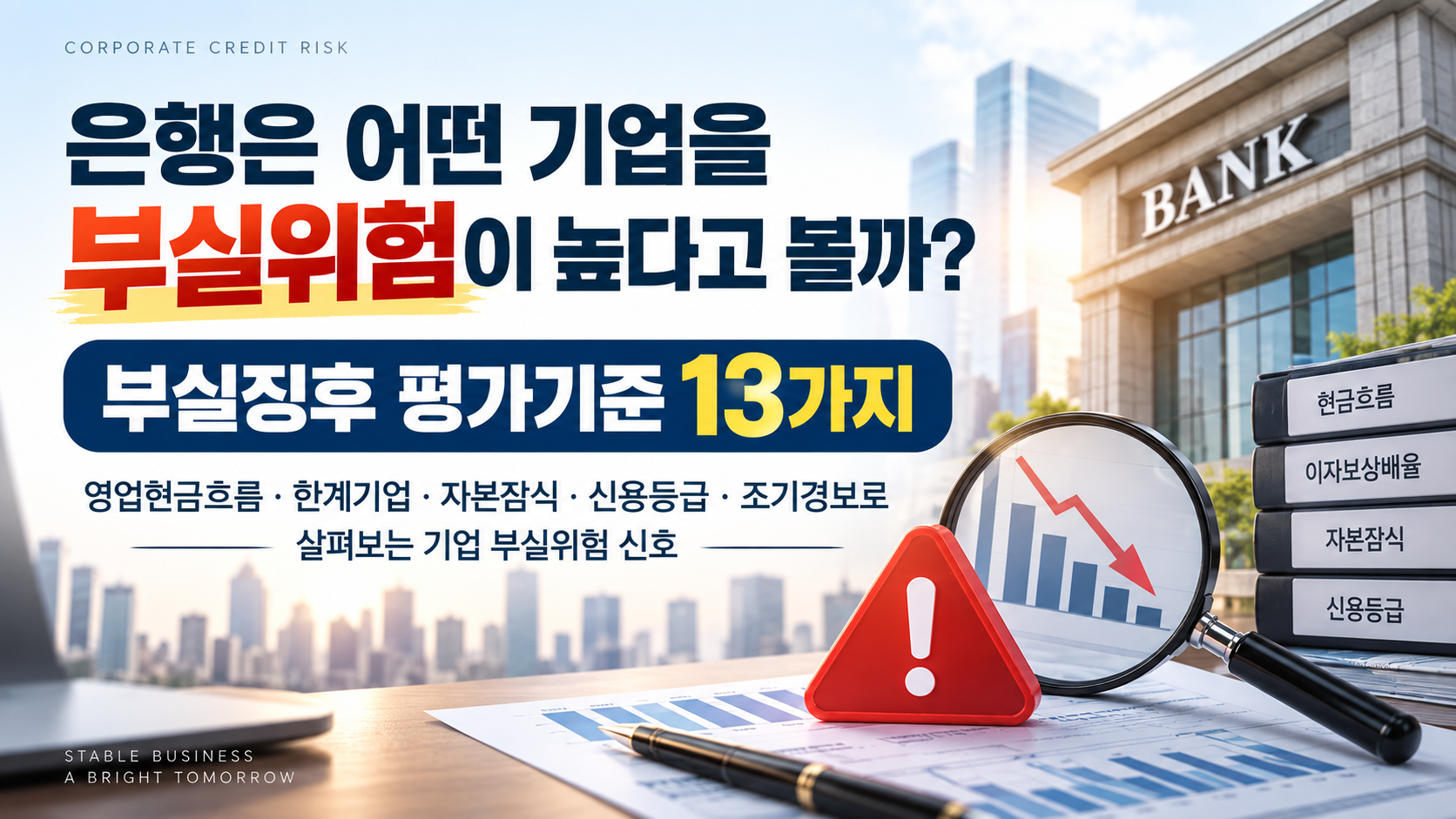 은행의 부실징후 평가기준 13가지 해설 본문 이미지