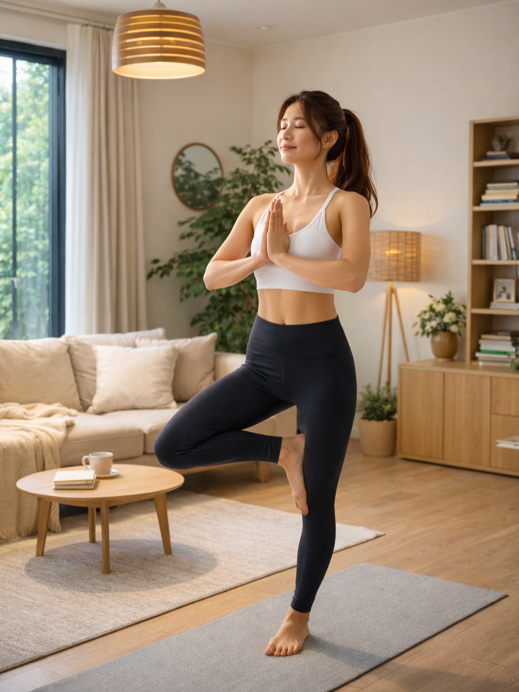 명상, 호흡, 브륵샤아사나