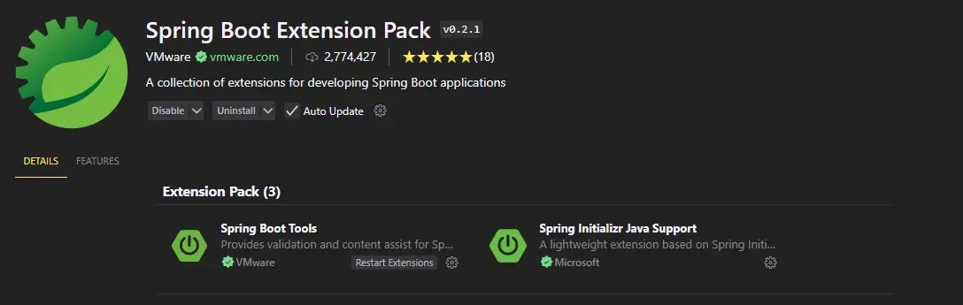 VSCode Spring boot Extension