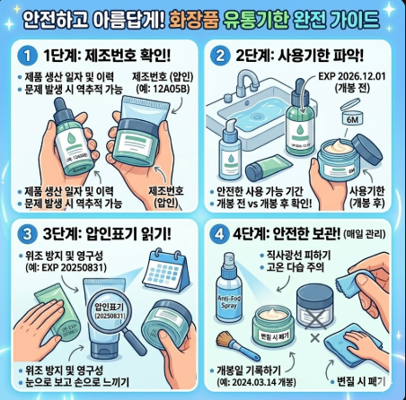 화장품 유통기한 (제조번호, 사용기한, 압인표기)