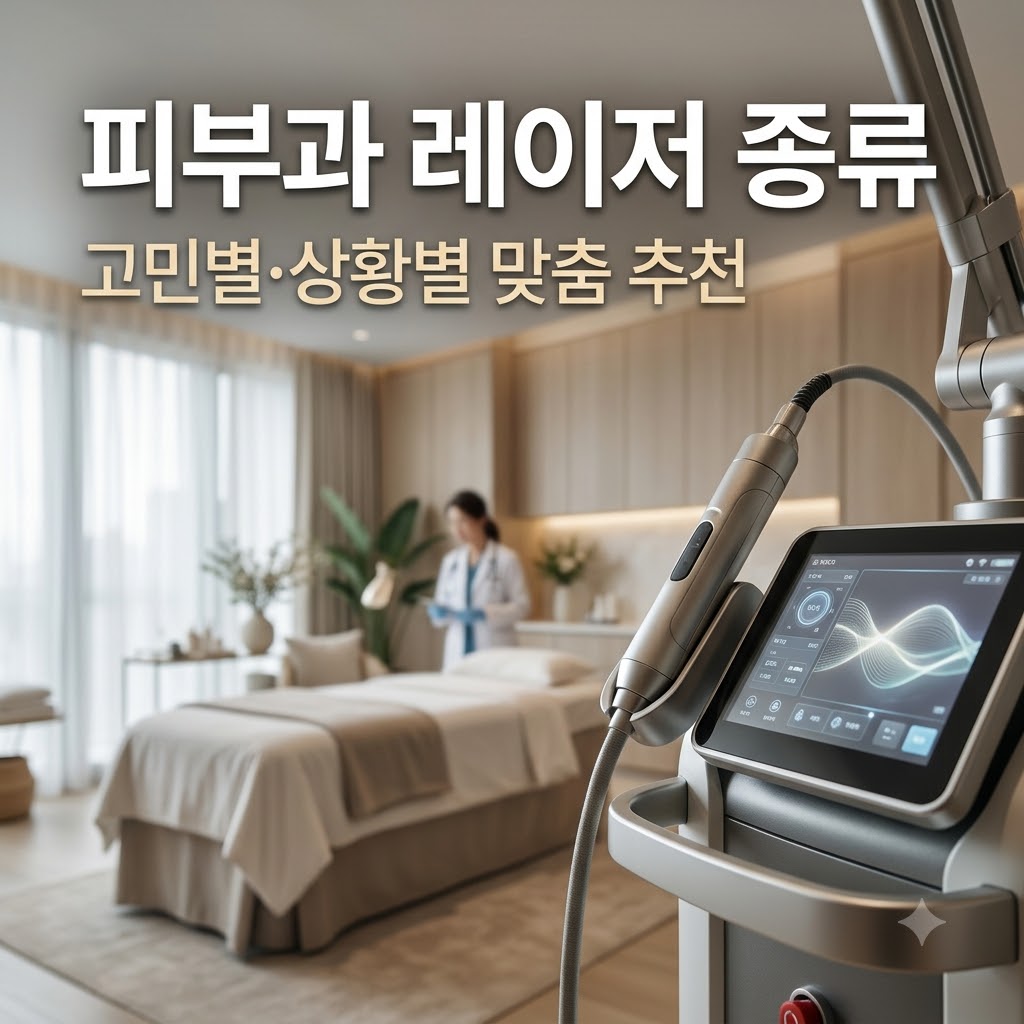 피부과 레이저 시술 선택 가이드를 나타내는 대표 썸네일 이미지로, 피부 고민과 상황에 맞는 시술 선택 기준을 시각적으로 연출