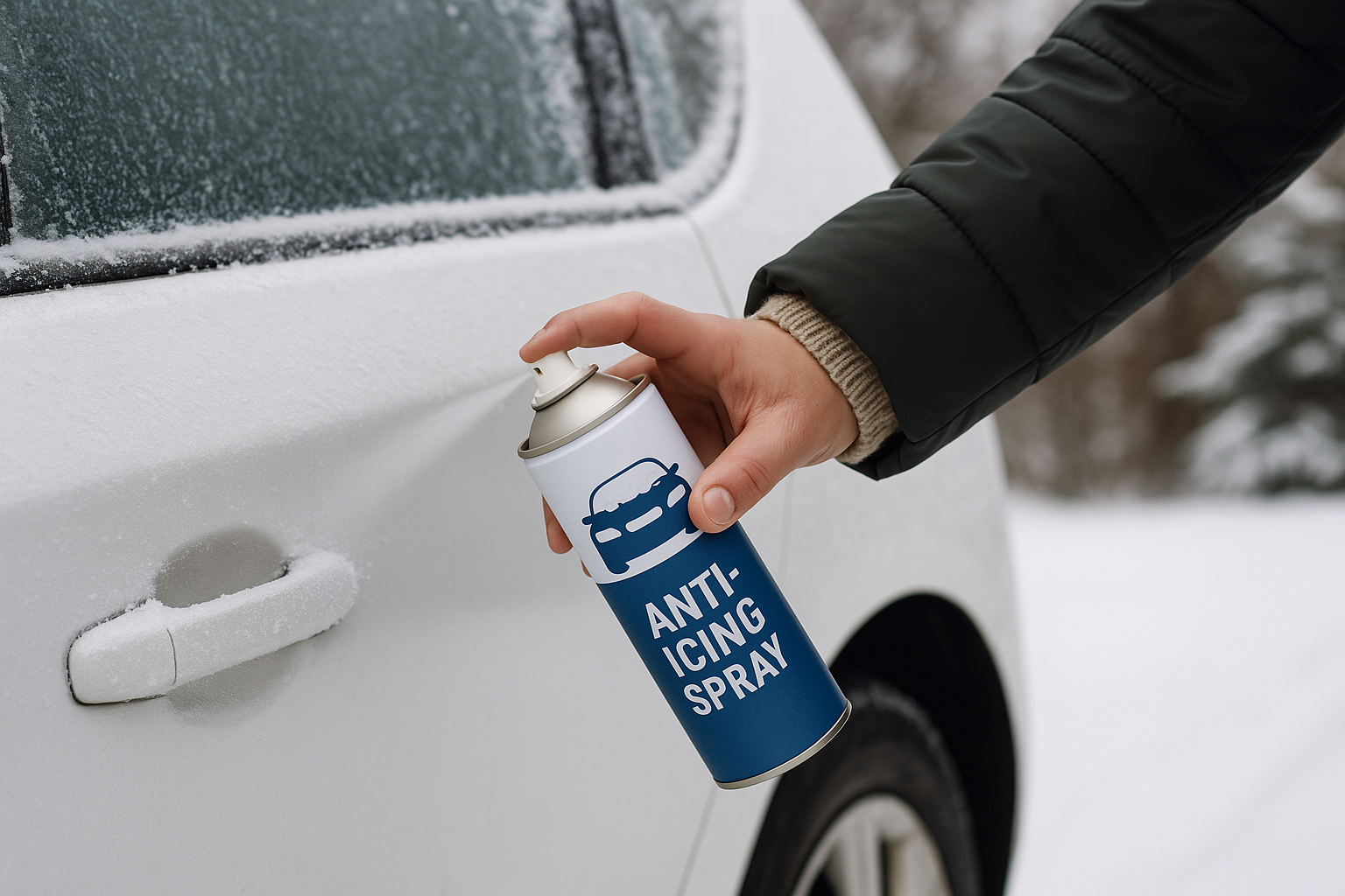 겨울철 표면에 브라인을 분무해 선제처리하는 장면