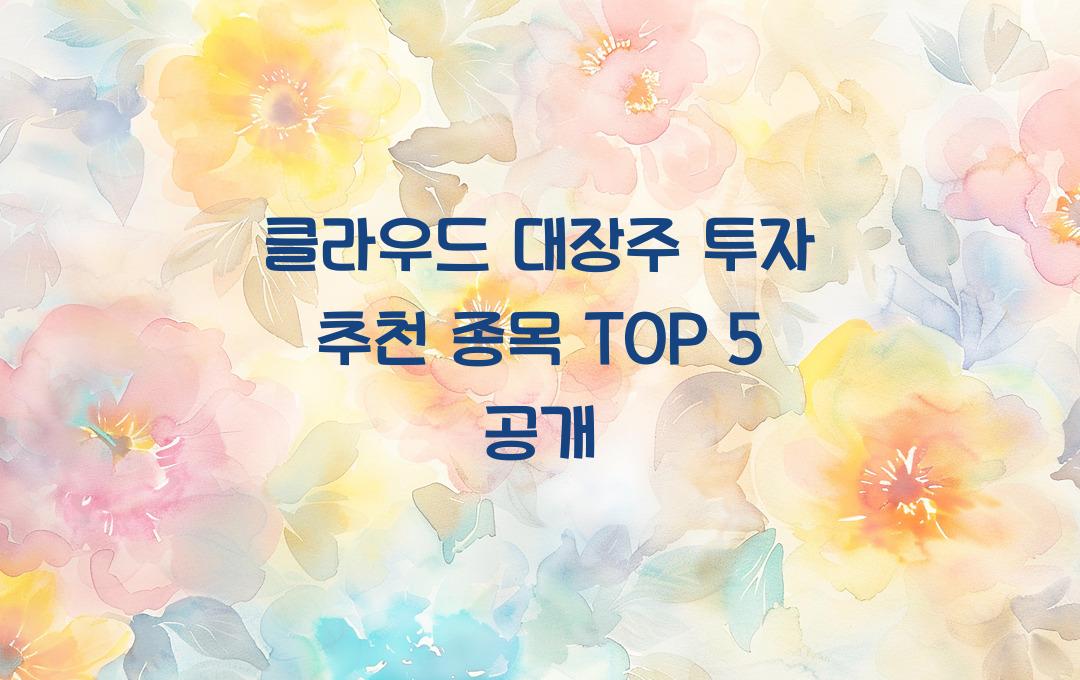 클라우드 대장주 투자! 지금 사야 할 종목은?