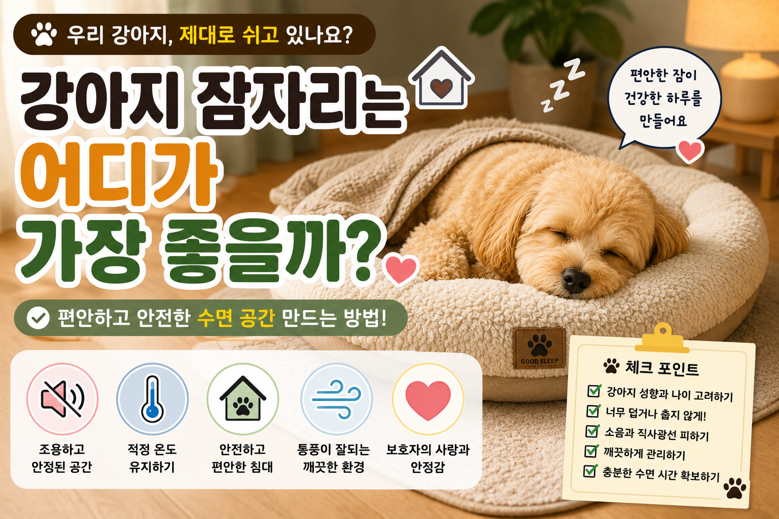강아지 잠자리는 어디가 가장 좋을까?|편안하고 안전한 수면 공간 만드는 방법