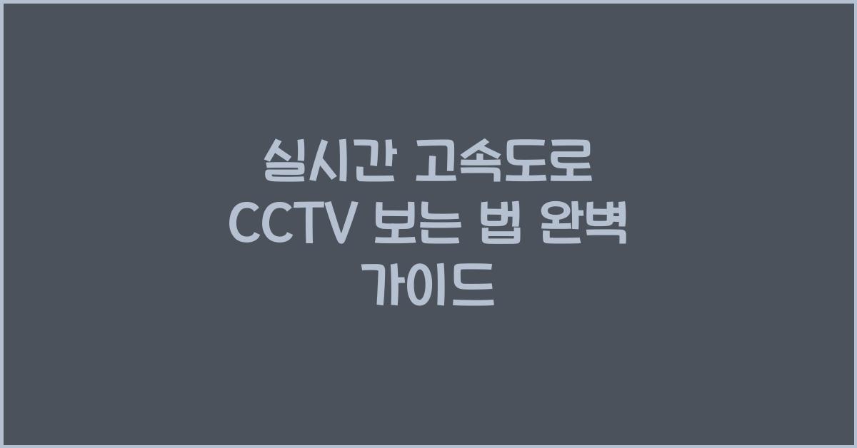 실시간 고속도로 cctv 보는 법