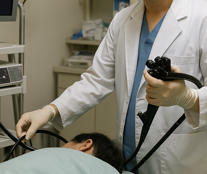 검진을 하고있는 의사선생님