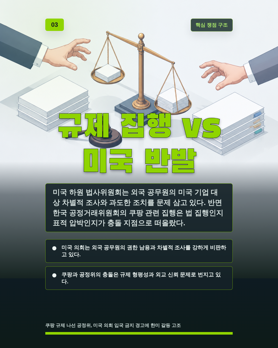 규제 집행 vs 미국 반발