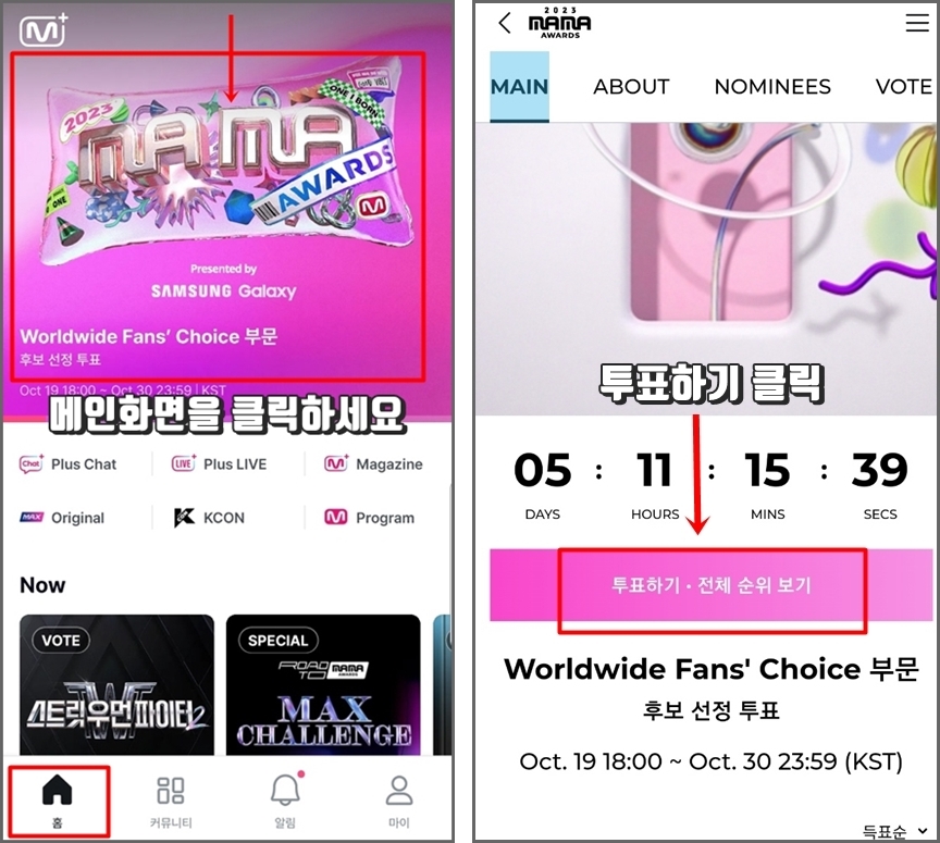 메인화면, 투표하기 화면