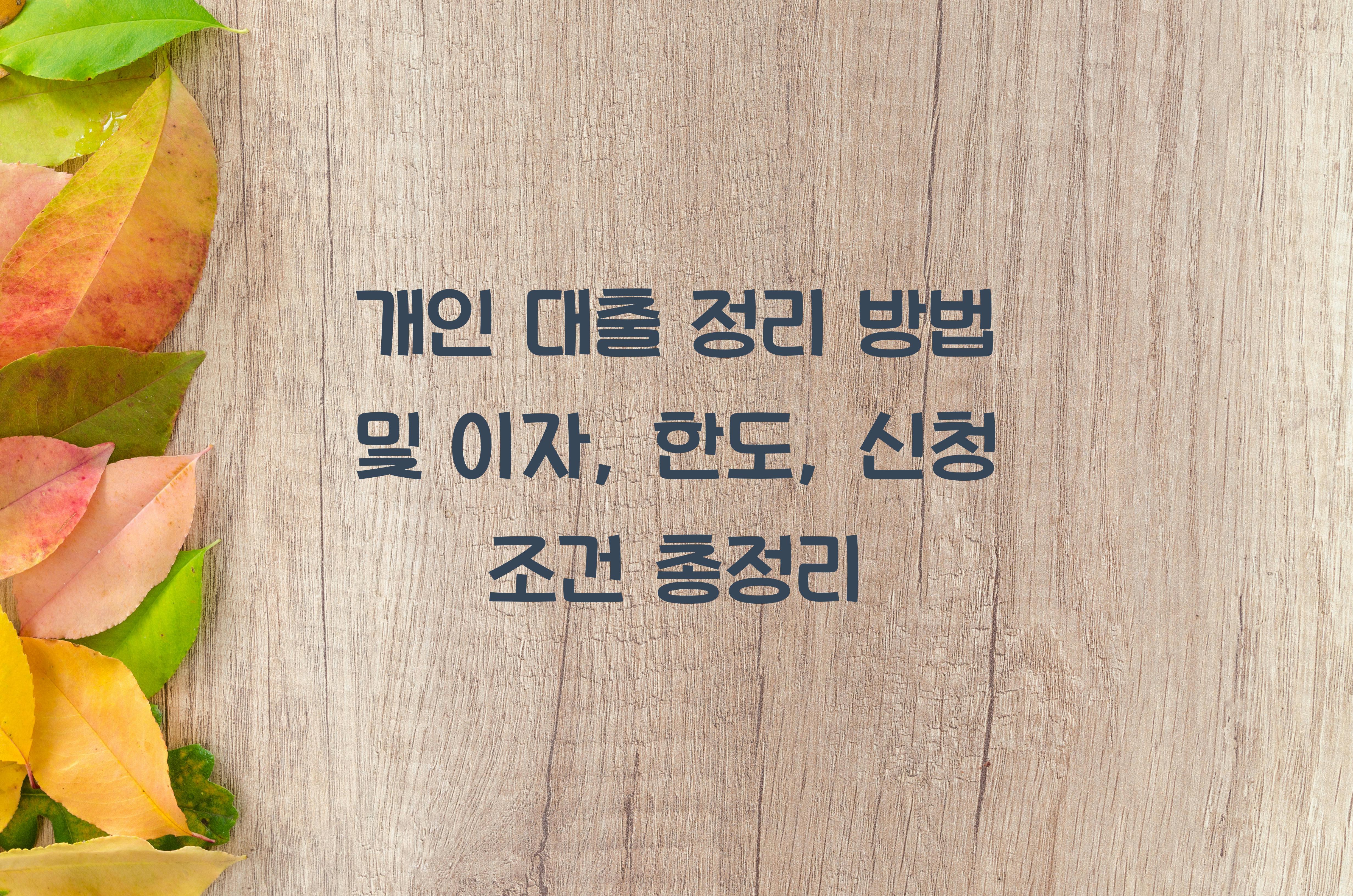 개인 대출 정리 방법