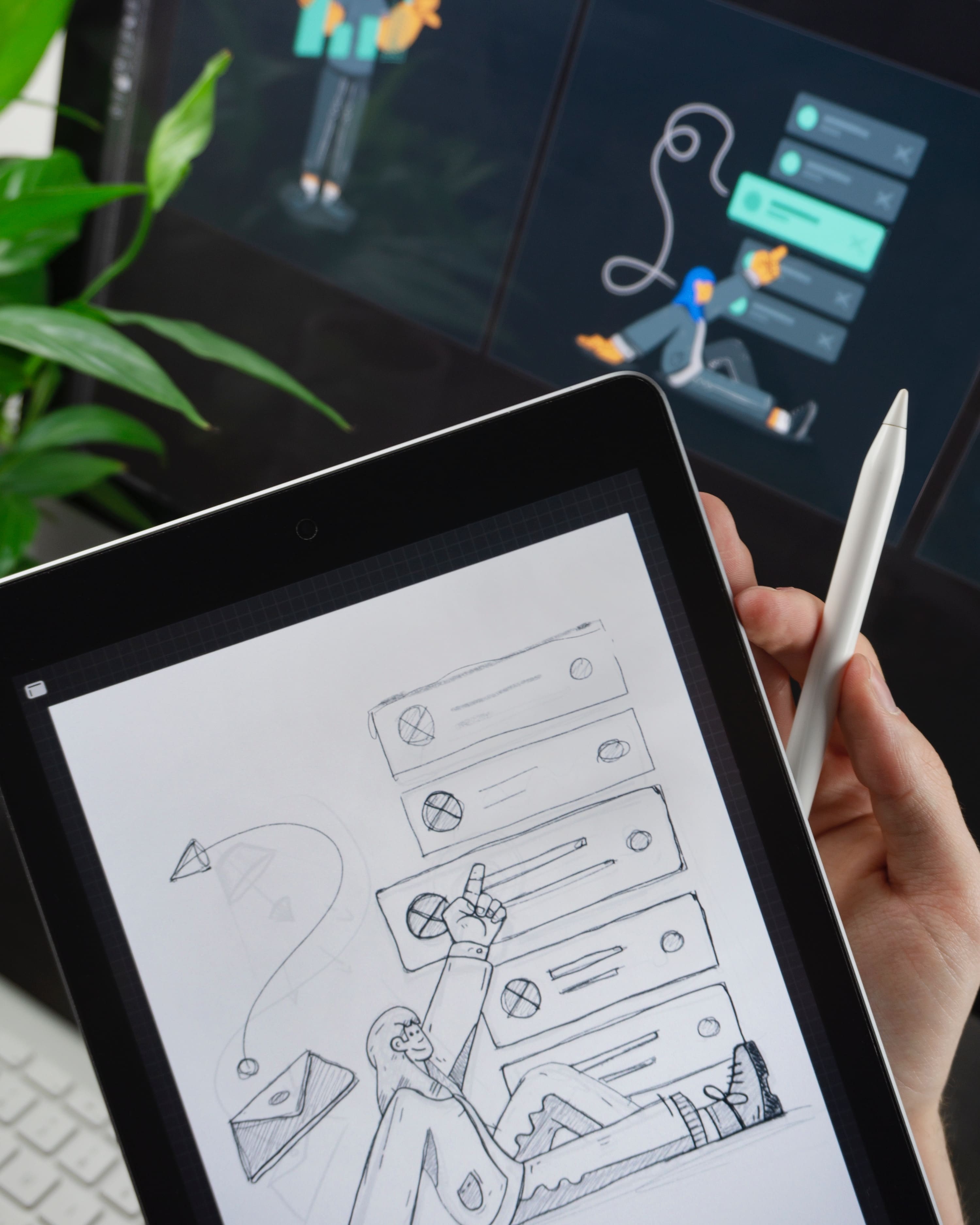 I am drawing what I see on the screen on my tablet.