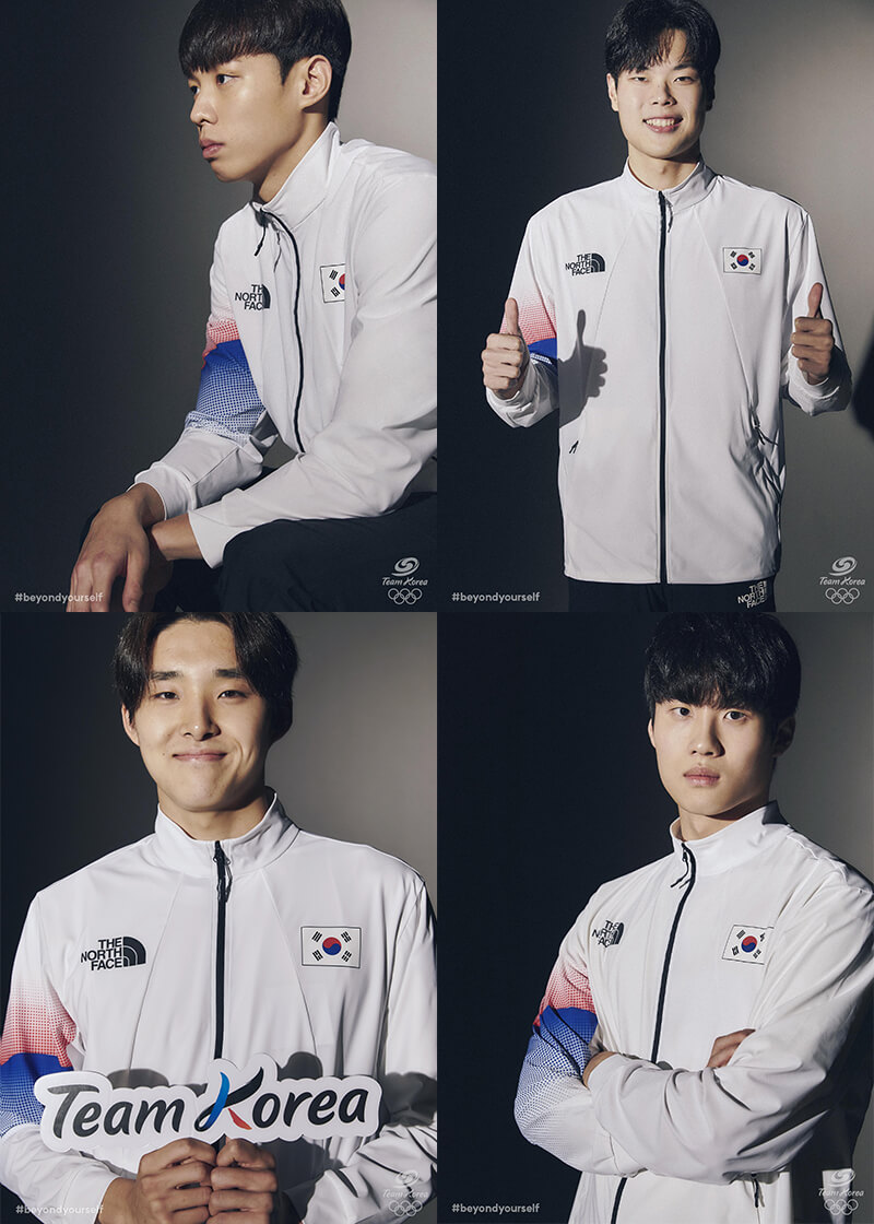 남자 계영 800m 금메달 차지한 양재훈 이호준 김우민 황선우 선수 모습