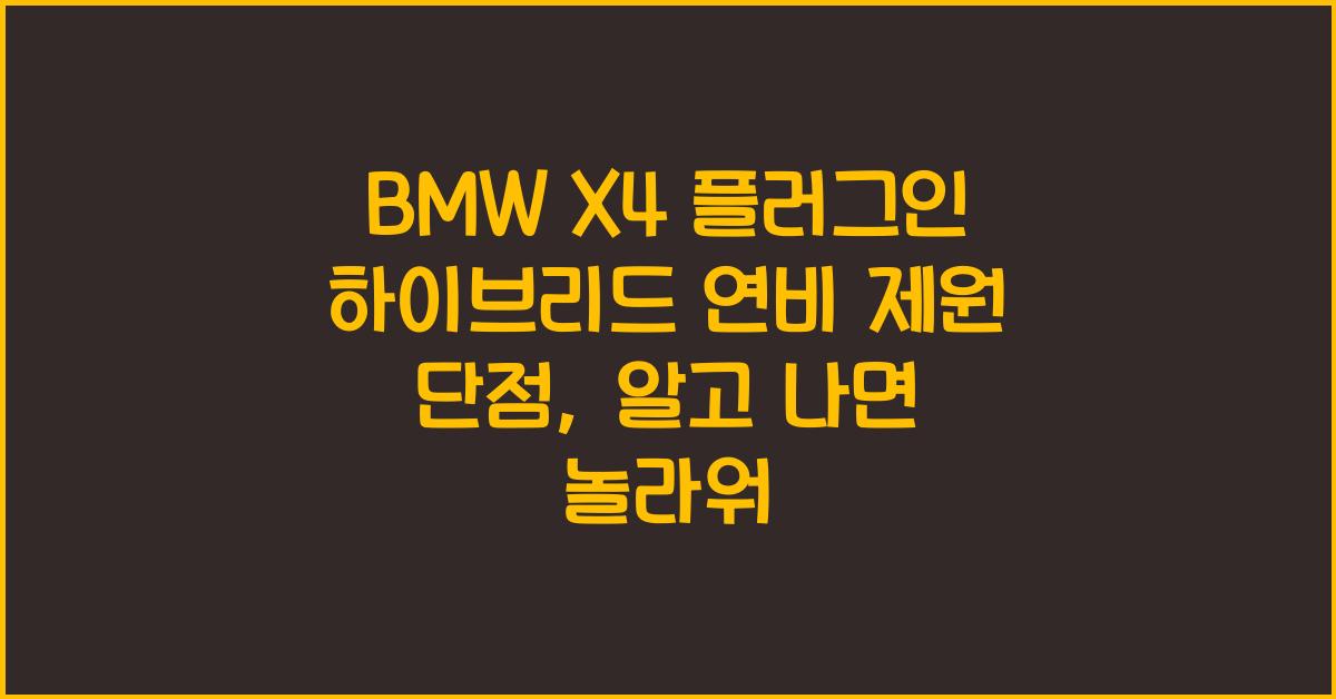 BMW X4 플러그인 하이브리드 연비 제원 단점