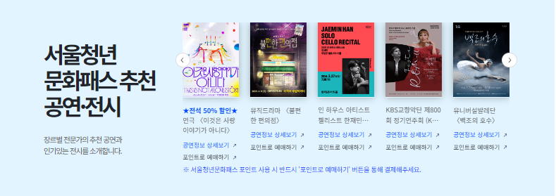 2024년 서울청년 문화패스: 서울청년 집중! 공연 전시 프리패스권 발급받자.(ft. 다양한 공연 무료로 관람하자)