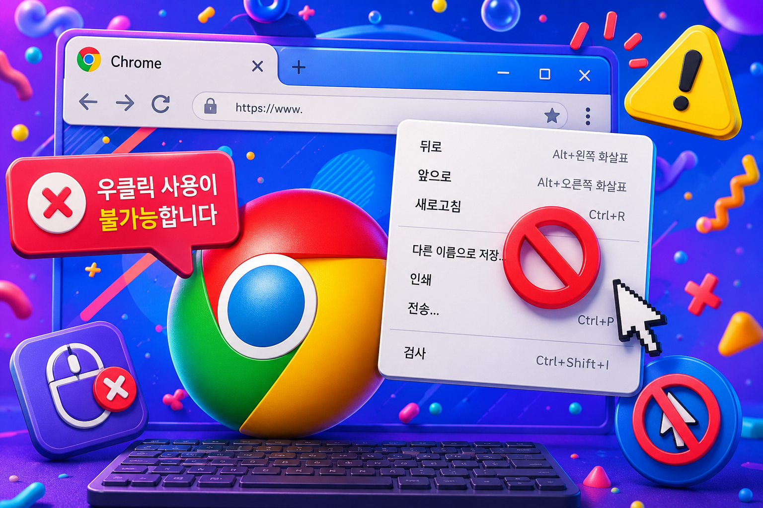 크롬 우클릭 안됨 해결