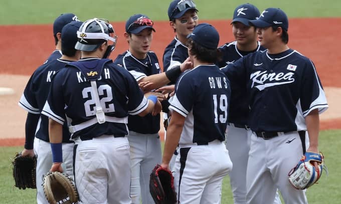 아시안게임 야구 선수들 이미지