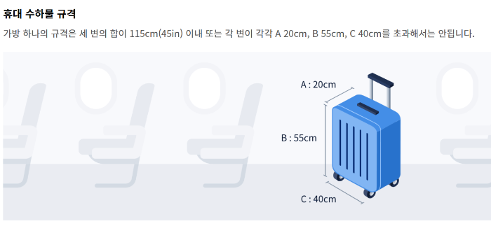 비행기 캐리어 크기
